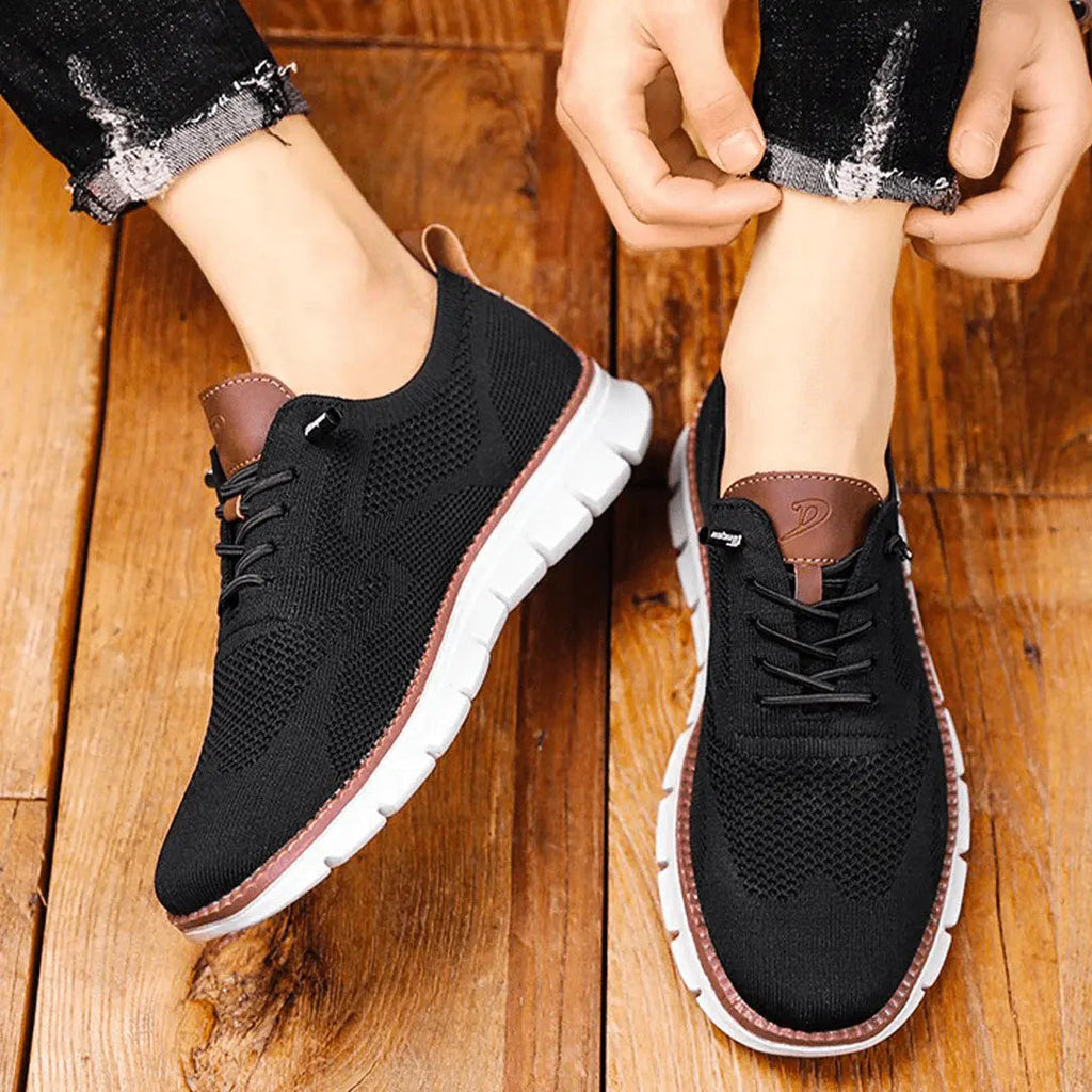Men's knitted lace-up trainers with textured soles