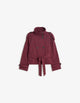 Women's belted trench jacket with high collar, long sleeves and front buttons