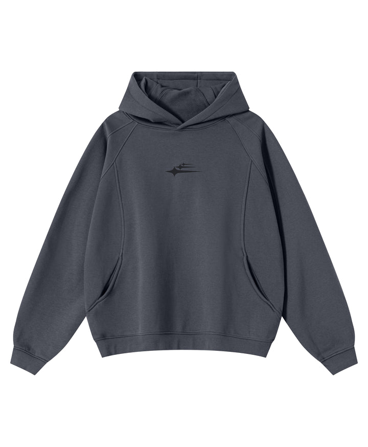 Unisex pullover hoodie with chest logo and kangaroo pocket