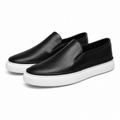Textured slip-on loafers with rounded toes and flat soles