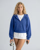 Women's cropped hooded zip-up hoodie with long sleeves and front pockets
