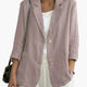 Women's navy blazer with notched lapels and front buttons