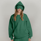 Women's hooded sweatshirt and jogger set with long sleeves and front pocket