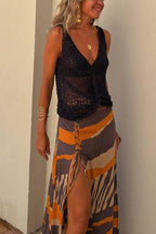 Women's open-knit sleeveless V-neck tank top