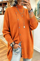 Women's ribbed turtleneck button-down longline jumper