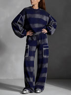 Women's loose striped contrast sweatshirt