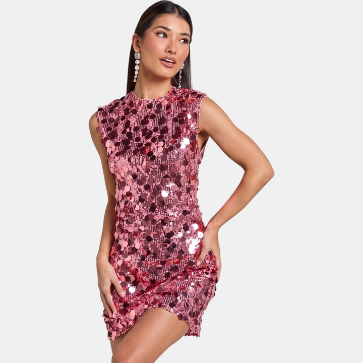 Women's Sleeveless Sequin A-Line Mini Dress