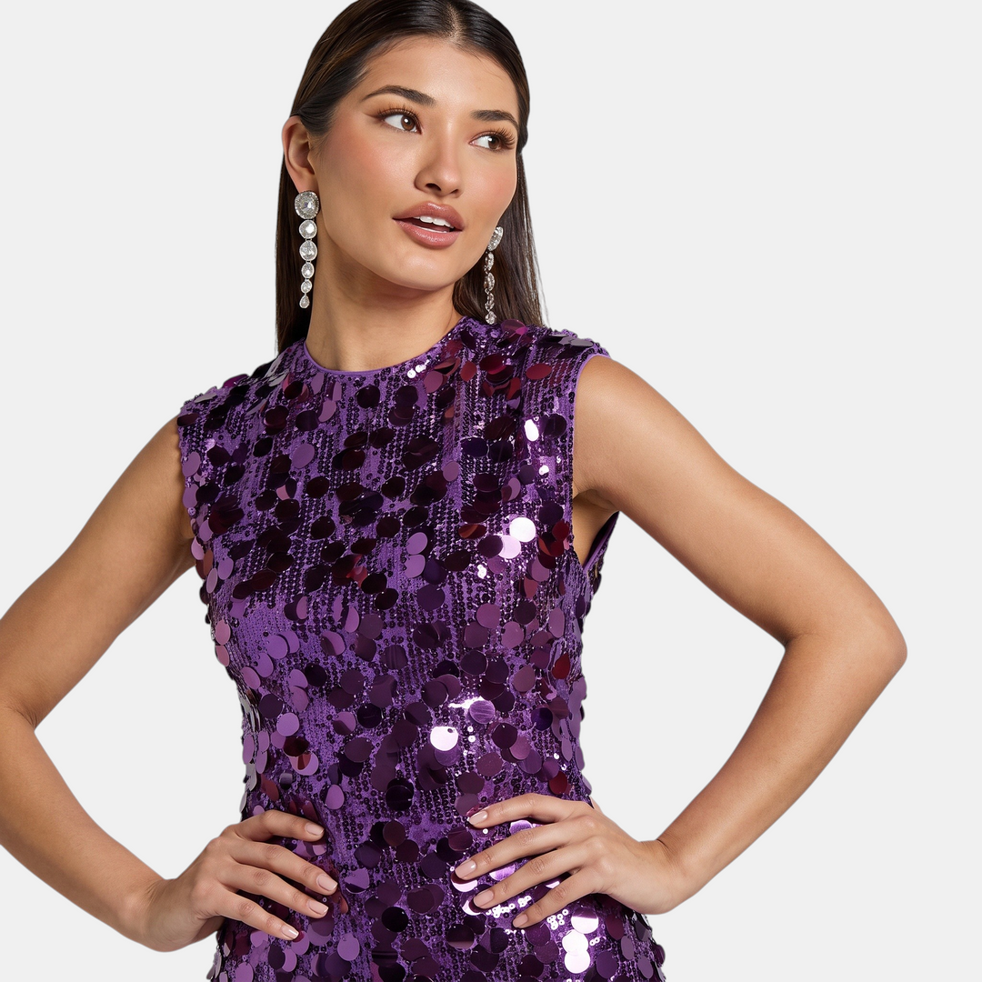 Women's Sleeveless Sequin A-Line Mini Dress