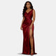 Women's Satin Cowl Neck Mermaid Maxi Dress