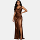 Women's Satin Cowl Neck Mermaid Maxi Dress