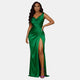 Women's Satin Cowl Neck Mermaid Maxi Dress