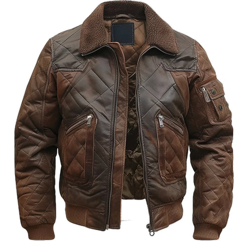 Men's aviator jacket with zip front, spread collar and ribbed cuffs