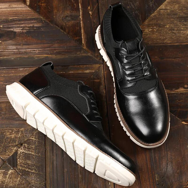 Men's casual lace-up sneakers with textured panels