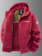 Men's hooded fleece jacket with full zip, long sleeves and front pockets