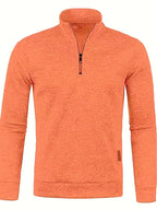 Men's textured half-zip jumper with stand collar and long sleeves