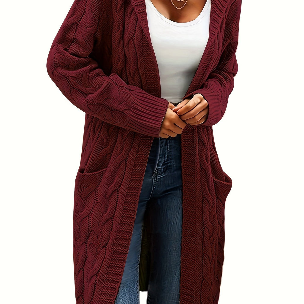 Women's knitted button-front cardigan with long sleeves
