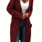 Women's knitted button-front cardigan with long sleeves