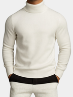 Men's ribbed turtleneck jumper with long sleeves and ribbed trims