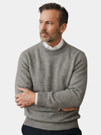 Men's plain crew neck jumper with long sleeves and ribbed trims