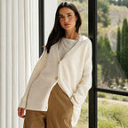 Women's oversized ribbed cardigan with V-neck and button front