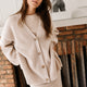 Women's oversized ribbed cardigan with V-neck and button front