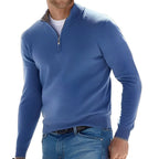 Men's long-sleeve quarter-zip jumper with mock neck