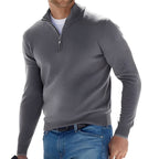 Men's long-sleeve quarter-zip jumper with mock neck