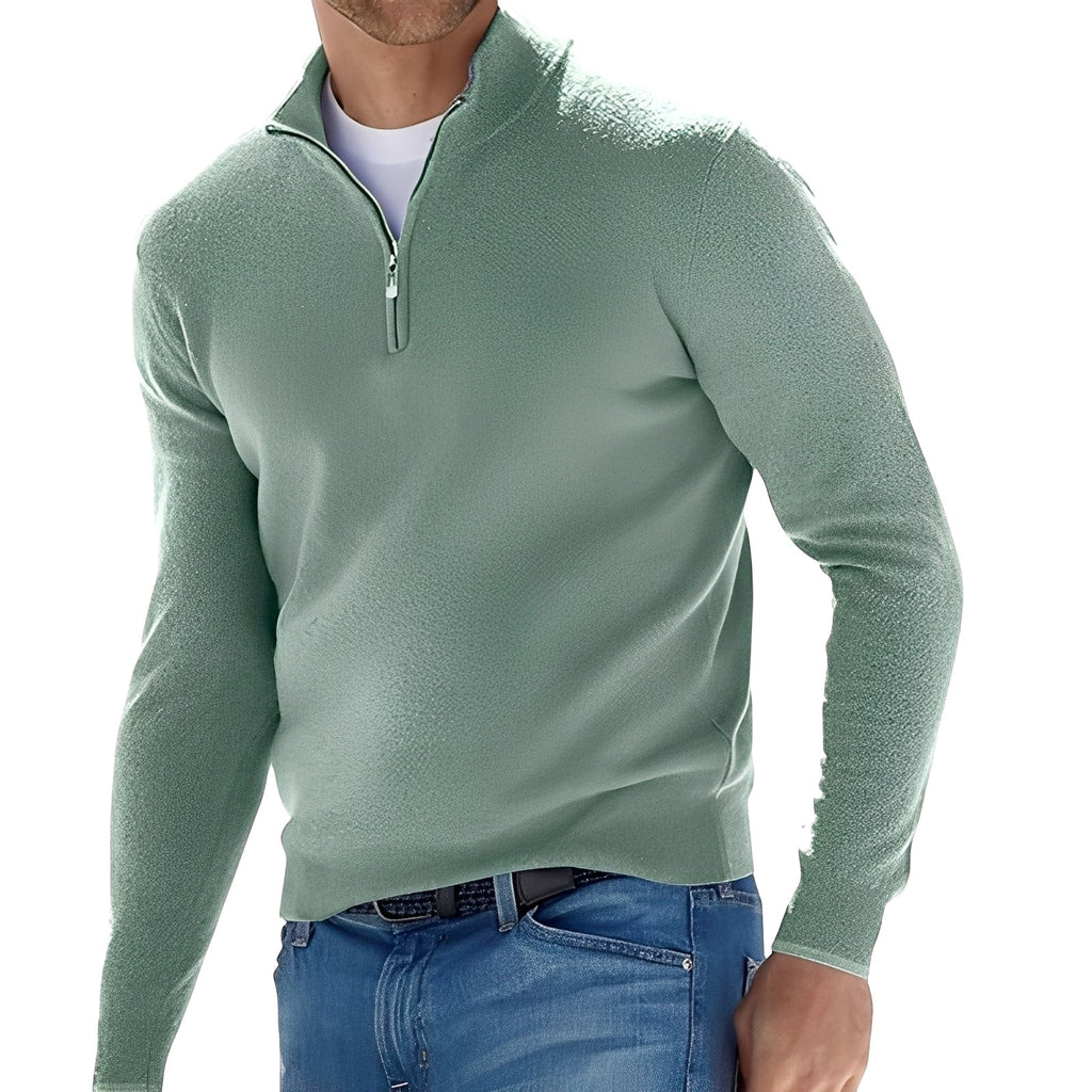 Men's long-sleeve quarter-zip jumper with mock neck