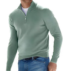 Men's long-sleeve quarter-zip jumper with mock neck