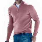 Men's long-sleeve quarter-zip jumper with mock neck