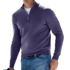 Men's long-sleeve quarter-zip jumper with mock neck