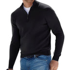 Men's long-sleeve quarter-zip jumper with mock neck