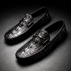 Men's croc-embossed slip-on loafers with horsebit detail