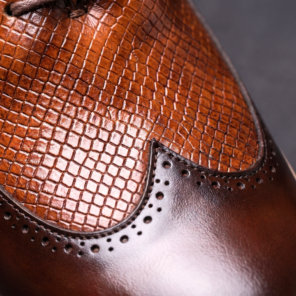 Textured lace-up Oxford shoes with rounded toes and contrasting layered soles