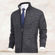 Men's knit cardigan with mock neck, full zip front and two zipped pockets
