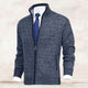 Men's knit cardigan with mock neck, full zip front and two zipped pockets