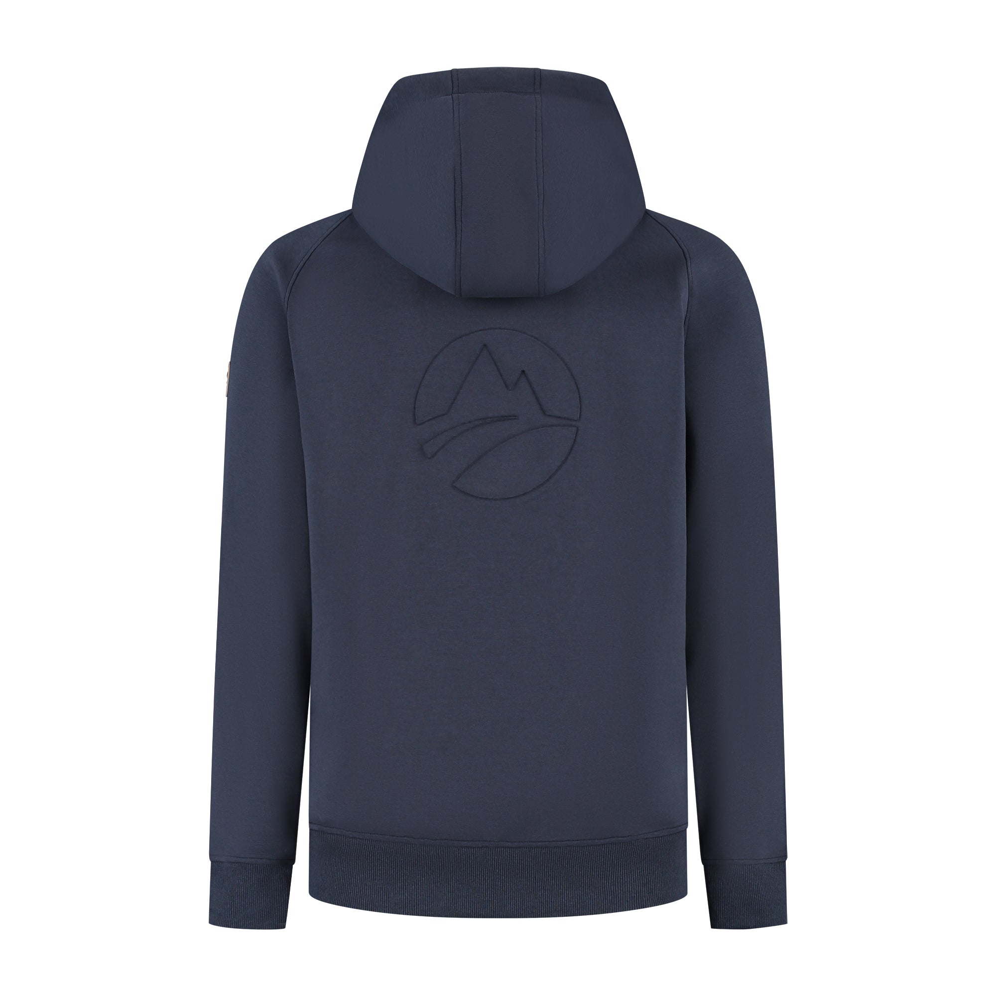 Men's navy hooded zip cardigan with long sleeves
