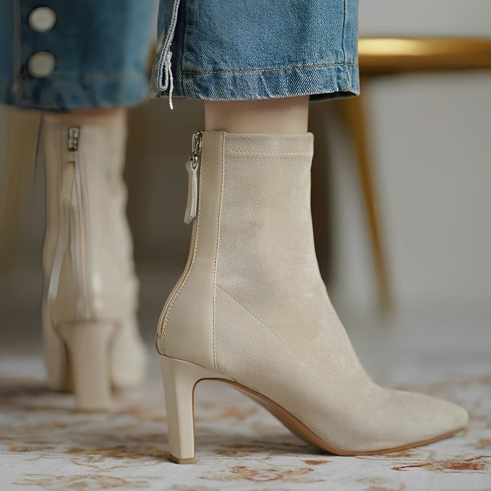 Women's pointed toe ankle boots with tall heels