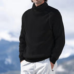 Men's ribbed turtleneck sweater with long sleeves