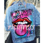 Women's graphic print jacket with colourful back artwork and long sleeves