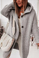 Women's longline hooded button cardigan with textured knit finish