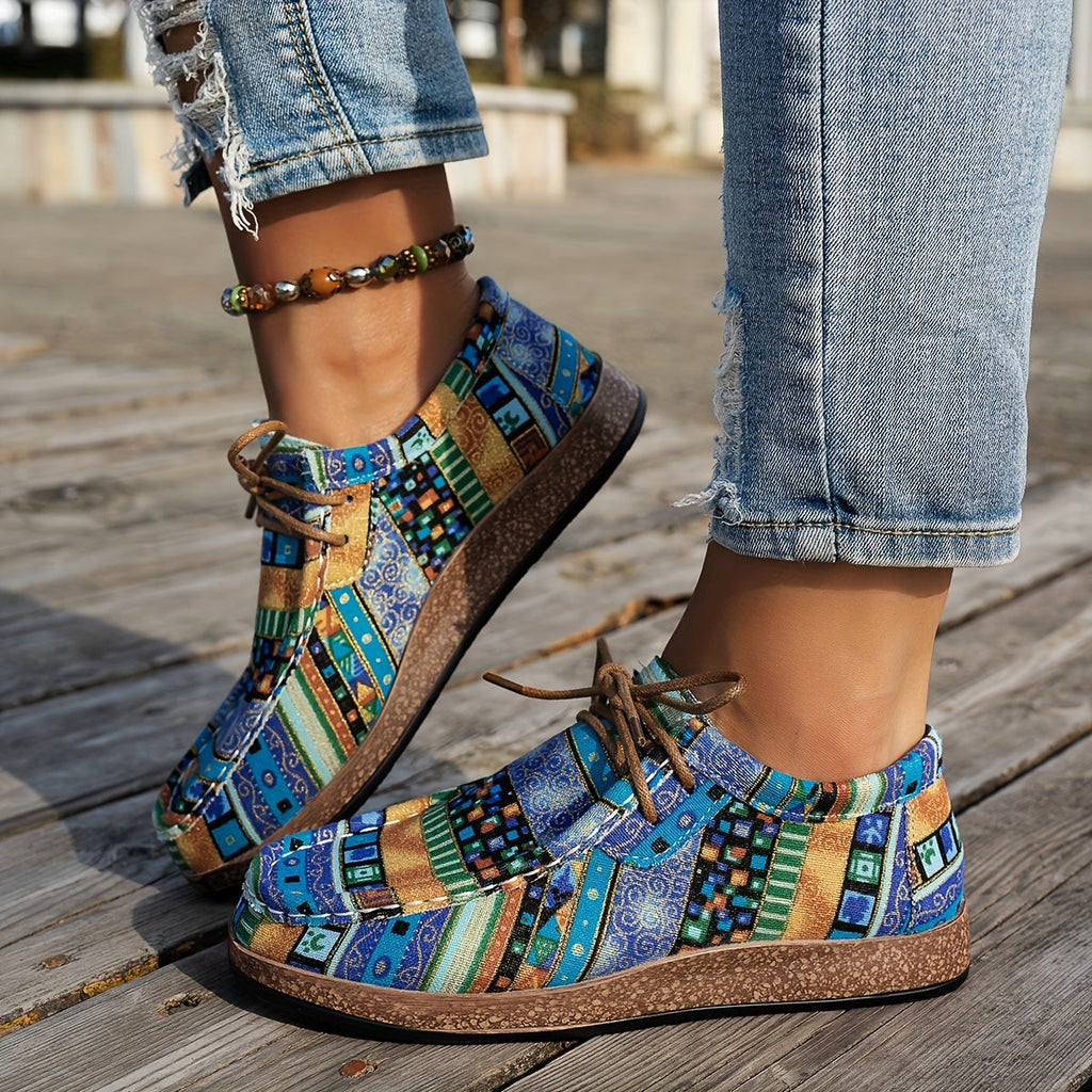 Women's multicolour patchwork sneakers with geometric panels