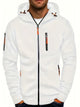 Men's hooded full-zip jacket with multiple zipped pockets and ribbed trims