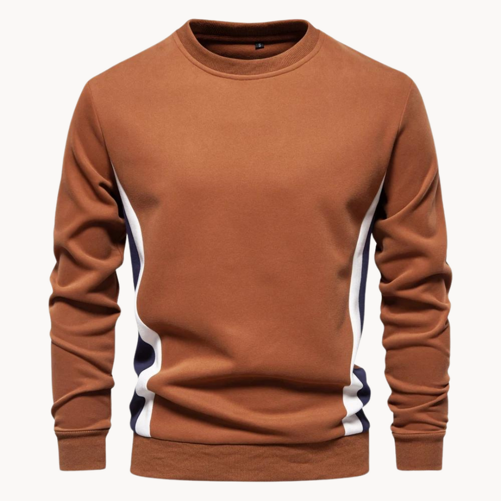 Men's long-sleeve colourblock crew neck sweatshirt with contrasting side panels