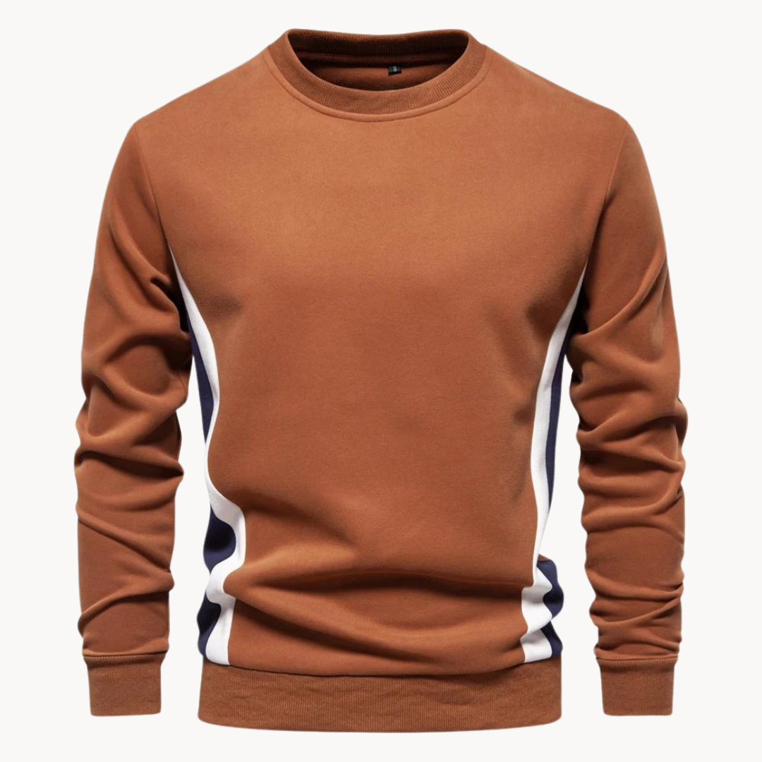 Men's long-sleeve colourblock crew neck sweatshirt with contrasting side panels