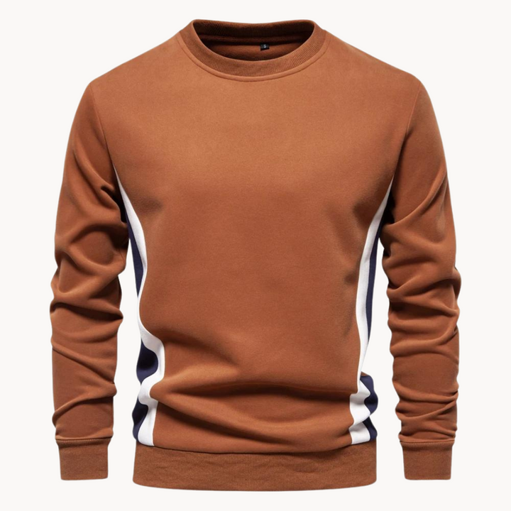 Men's long-sleeve colourblock crew neck sweatshirt with contrasting side panels