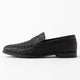 Men's woven moccasin loafers with penny strap and flat sole