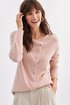Women's button front cardigan with long sleeves and front pockets