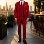 Men's three-piece suit with fitted jacket, waistcoat and tailored trousers