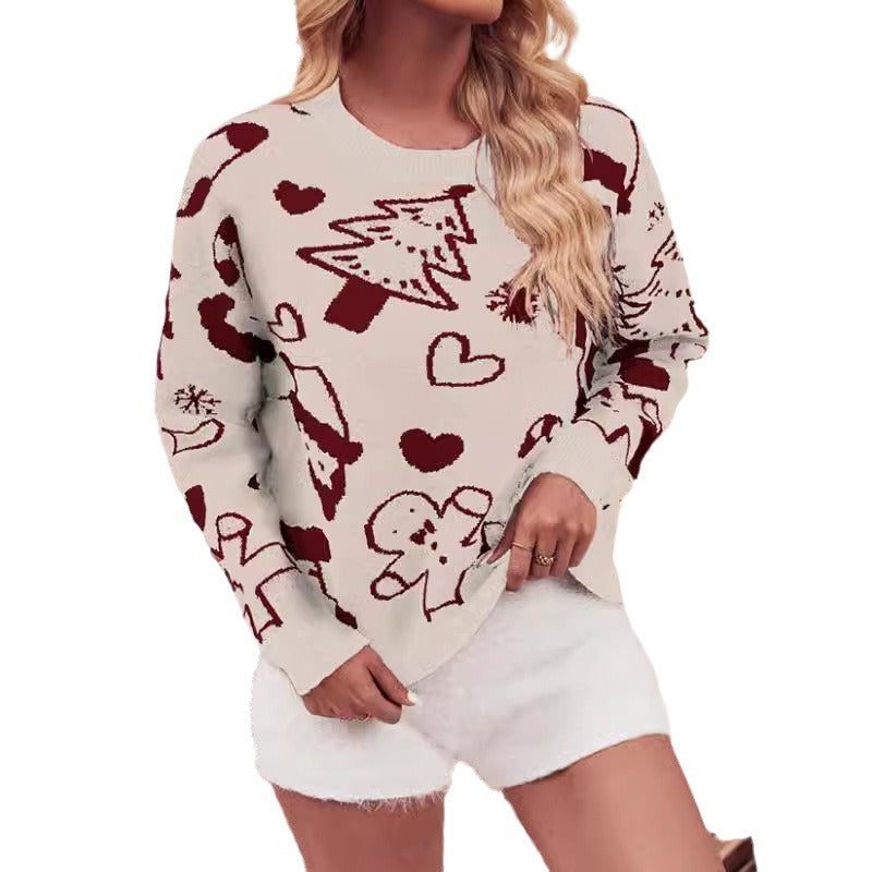 Women's Tree and Heart Knit Christmas Jumper
